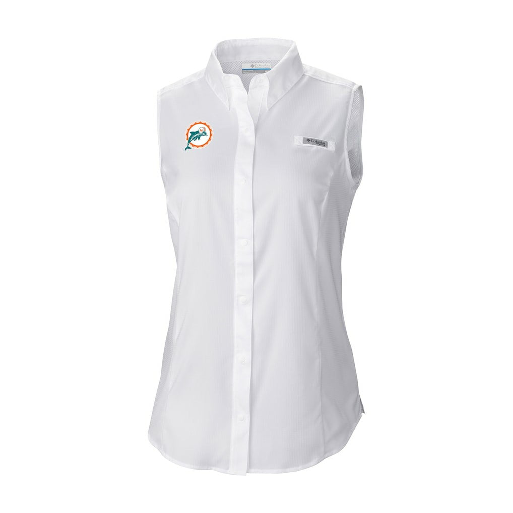 Miami Dolphins Columbia Women's Historic Tamiami Omni-Shade Sleeveless Button-Up Shirt