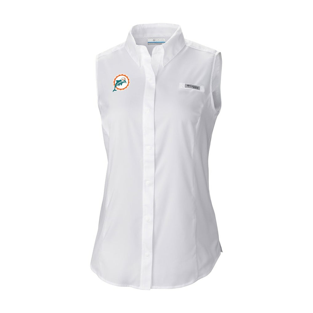 Miami Dolphins Columbia Women's Historic Tamiami Omni-Shade Sleeveless Button-Up Shirt