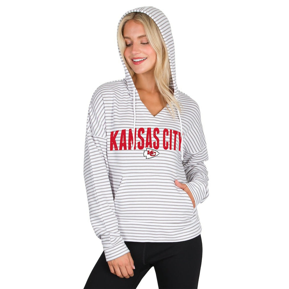 Kansas City Chiefs  Concepts Sport Women's Liftoff Striped V-Neck Hoodie