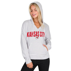 Kansas City Chiefs  Concepts Sport Women's Liftoff Striped V-Neck Hoodie