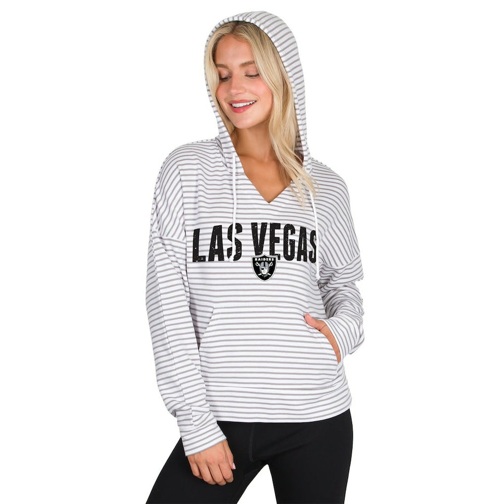 Las Vegas Raiders  Concepts Sport Women's Liftoff Striped V-Neck Hoodie