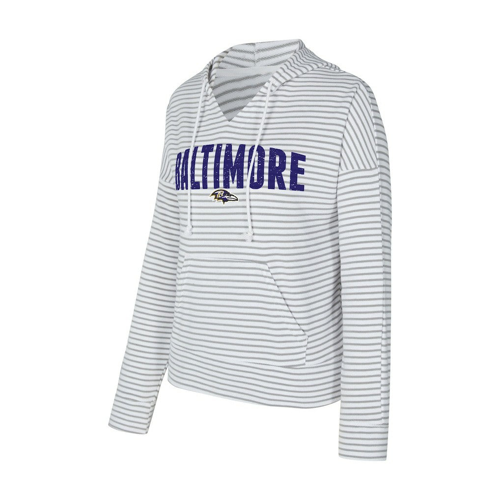 Baltimore Ravens  Concepts Sport Women's Liftoff Striped V-Neck Hoodie