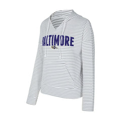 Baltimore Ravens  Concepts Sport Women's Liftoff Striped V-Neck Hoodie