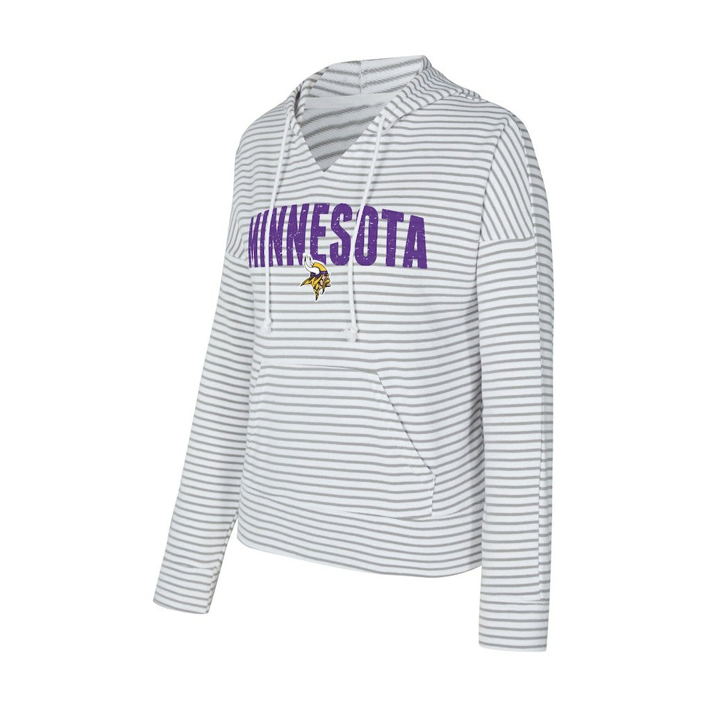Minnesota Vikings  Concepts Sport Women's Liftoff Striped V-Neck Hoodie