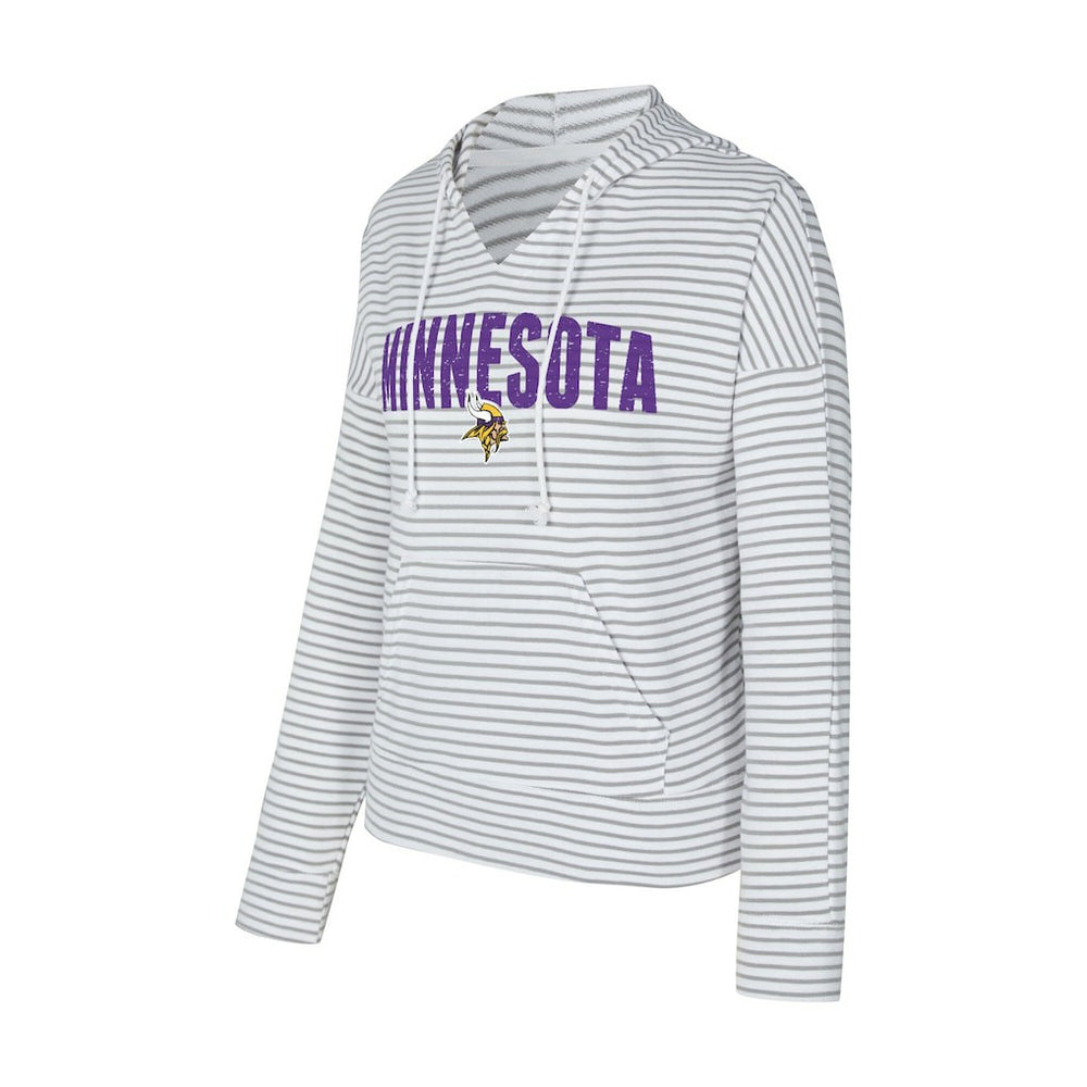 Minnesota Vikings  Concepts Sport Women's Liftoff Striped V-Neck Hoodie