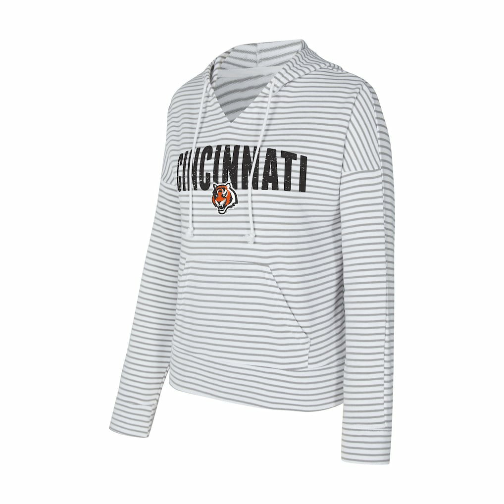 Cincinnati Bengals  Concepts Sport Women's Liftoff Striped V-Neck Hoodie