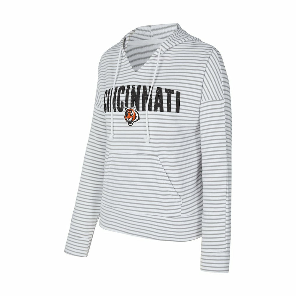 Cincinnati Bengals  Concepts Sport Women's Liftoff Striped V-Neck Hoodie