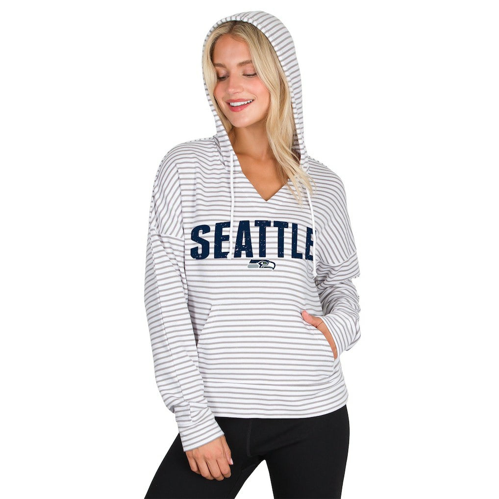 Seattle Seahawks  Concepts Sport Women's Liftoff Striped V-Neck Hoodie