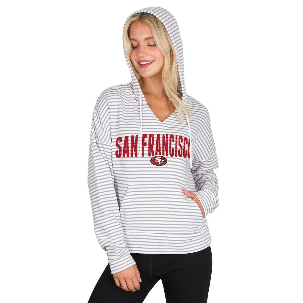 San Francisco 49ers  Concepts Sport Women's Liftoff Striped V-Neck Hoodie