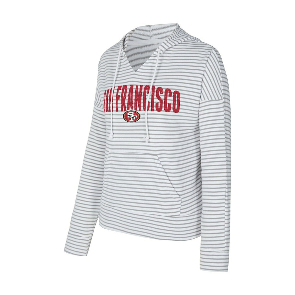 San Francisco 49ers  Concepts Sport Women's Liftoff Striped V-Neck Hoodie