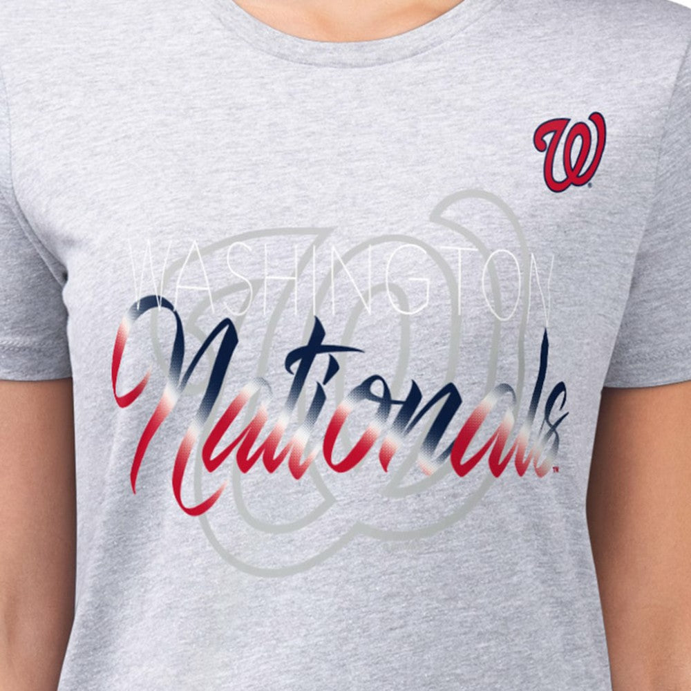 Washington Nationals G-III 4Her by Carl Banks Women's Super-Slim Fit Lightweight Shadow Logo Graphic T-Shirt | MLB Outlet