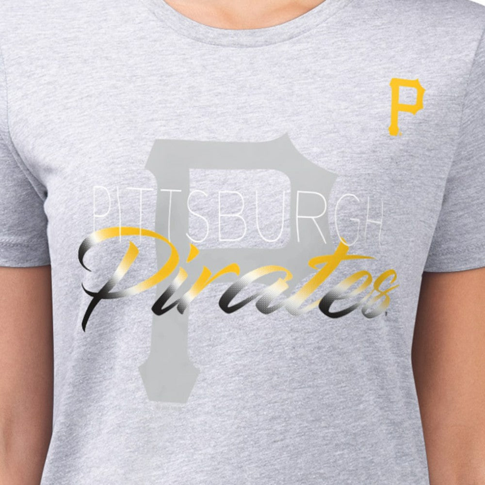 Pittsburgh Pirates G-III 4Her by Carl Banks Women's Super-Slim Fit Lightweight Shadow Logo Graphic T-Shirt | MLB Outlet