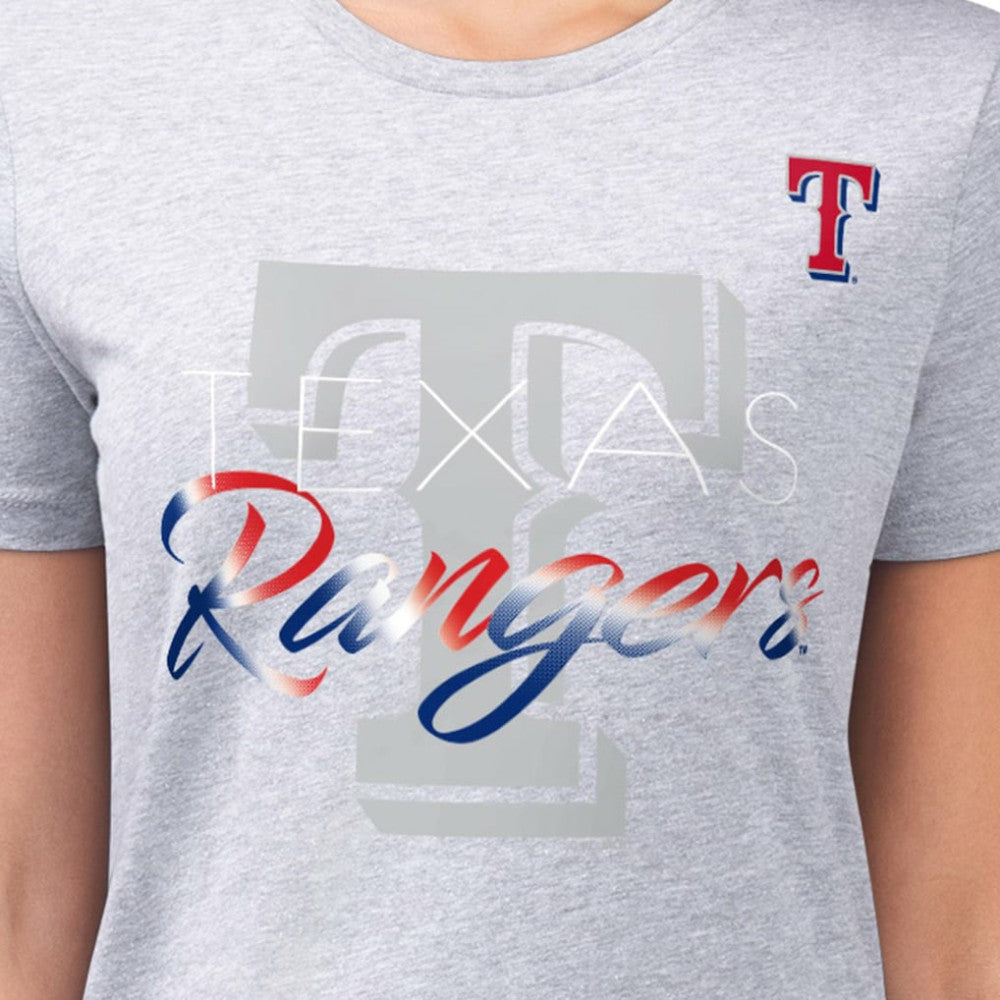 Texas Rangers G-III 4Her by Carl Banks Women's Super-Slim Fit Lightweight Shadow Logo Graphic T-Shirt | MLB On Sale