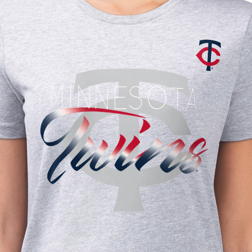 Minnesota Twins G-III 4Her by Carl Banks Women's Super-Slim Fit Lightweight Shadow Logo Graphic T-Shirt | MLB On Sale