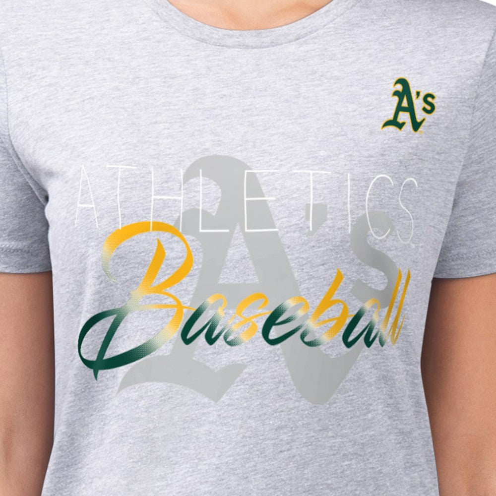 Athletics G-III 4Her by Carl Banks Women's Super-Slim Fit Lightweight Shadow Logo Graphic T-Shirt | MLB For sale