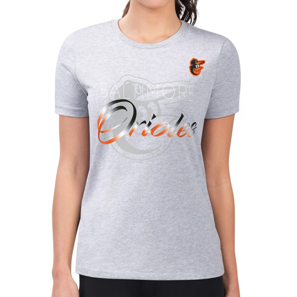 Baltimore Orioles G-III 4Her by Carl Banks Women's Super-Slim Fit Lightweight Shadow Logo Graphic T-Shirt | MLB Discount
