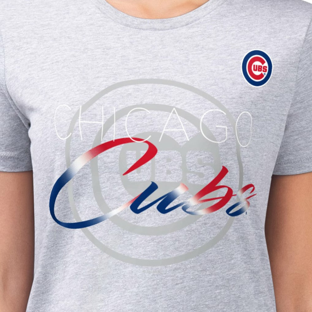 Chicago Cubs G-III 4Her by Carl Banks Women's Super-Slim Fit Lightweight Shadow Logo Graphic T-Shirt | MLB Sale