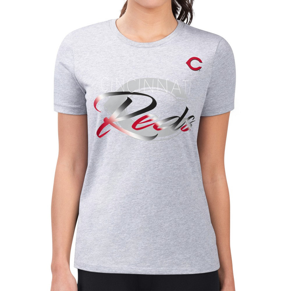 Cincinnati Reds G-III 4Her by Carl Banks Women's Super-Slim Fit Lightweight Shadow Logo Graphic T-Shirt | MLB New
