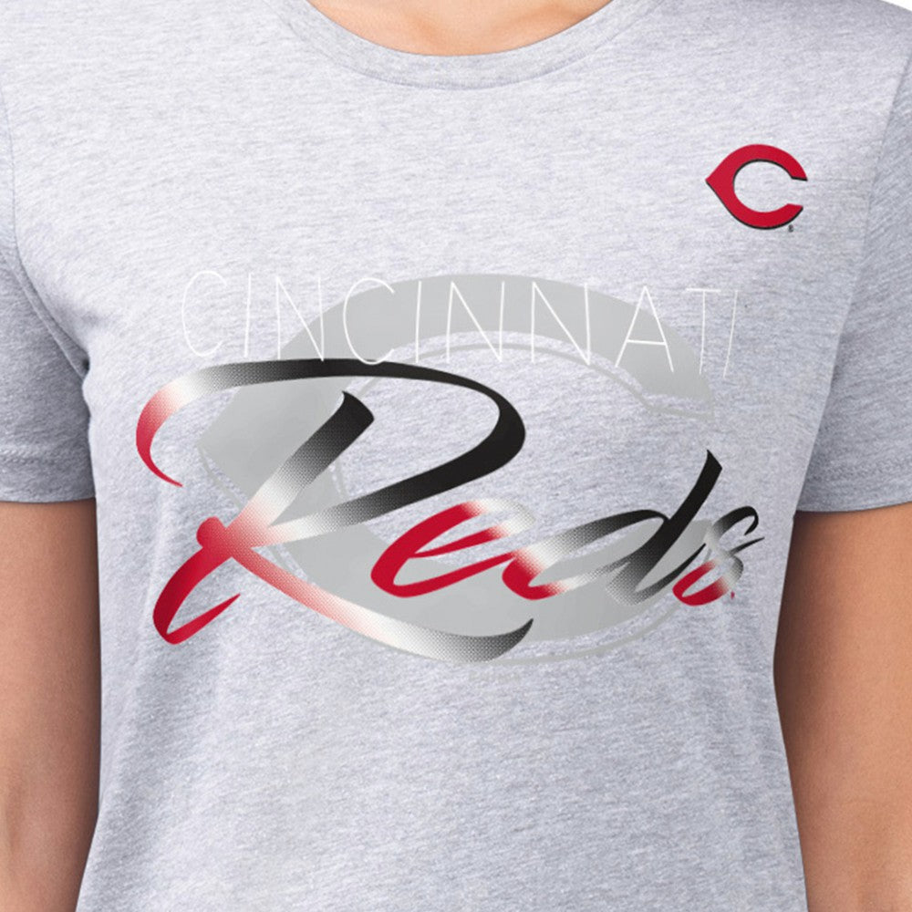 Cincinnati Reds G-III 4Her by Carl Banks Women's Super-Slim Fit Lightweight Shadow Logo Graphic T-Shirt | MLB New