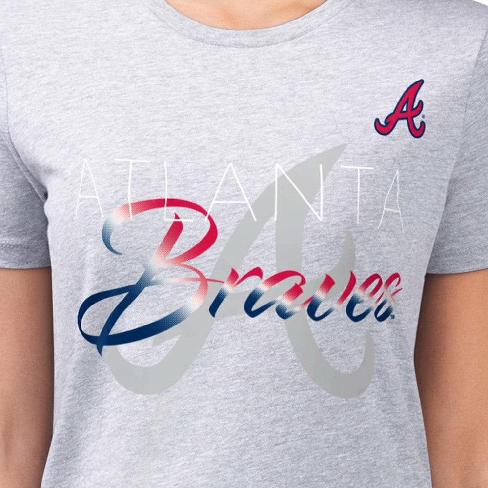 Atlanta Braves G-III 4Her by Carl Banks Women's Super-Slim Fit Lightweight Shadow Logo Graphic T-Shirt | MLB Outlet