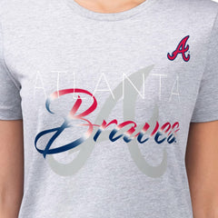 Atlanta Braves G-III 4Her by Carl Banks Women's Super-Slim Fit Lightweight Shadow Logo Graphic T-Shirt | MLB Outlet