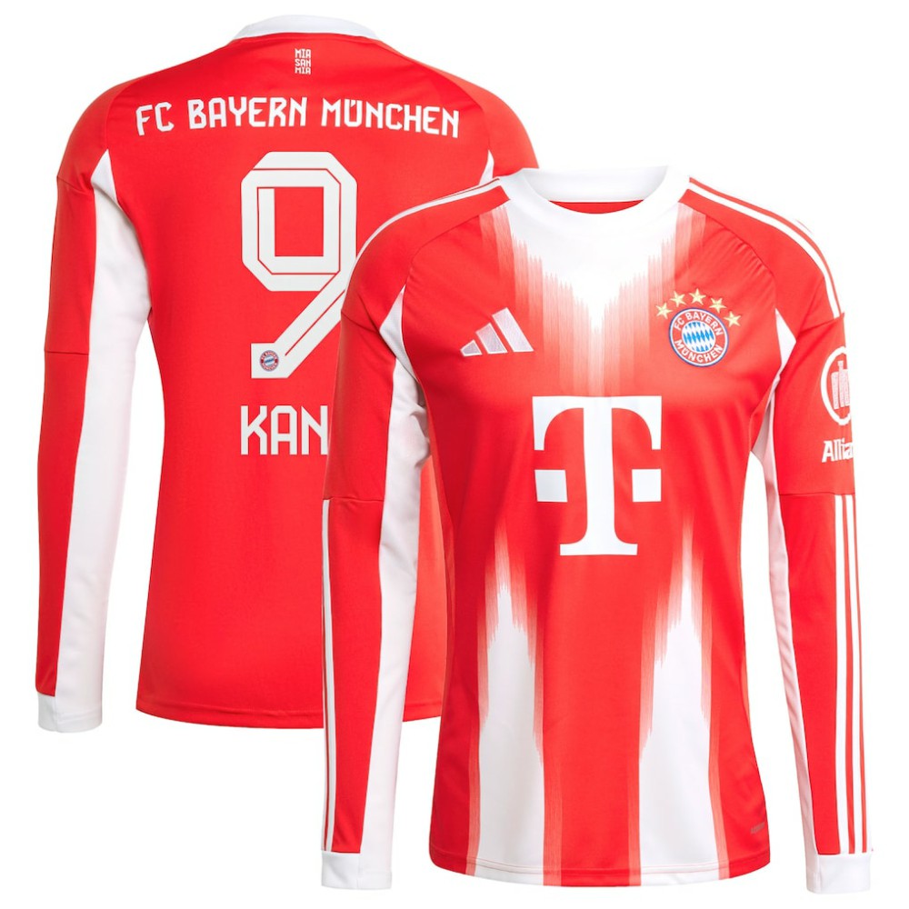 Harry Kane Bayern Munich 2025/26 Home Replica Long Sleeve Jersey Red - Adidas