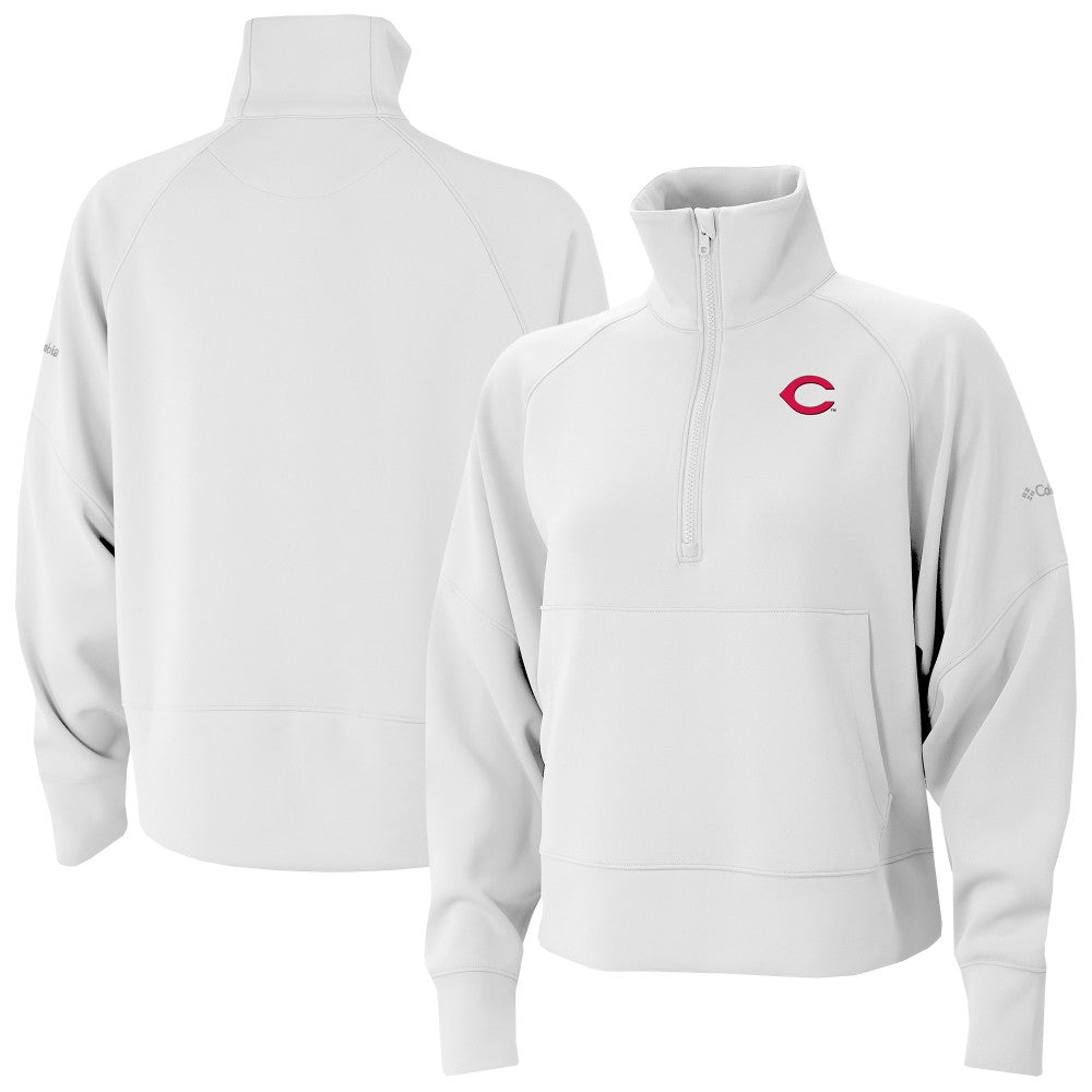 Cincinnati Reds Columbia Women's Wickhams Hills Raglan Omni-Wick Quarter-Zip Pullover | MLB Discount