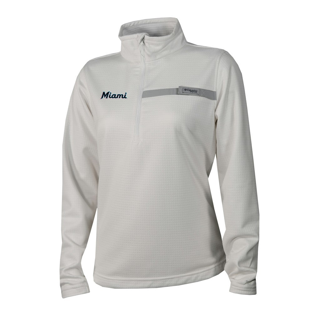 Miami Marlins Columbia Women's Skiff Guide Fleece Half-Zip Pullover Jacket | MLB Near me