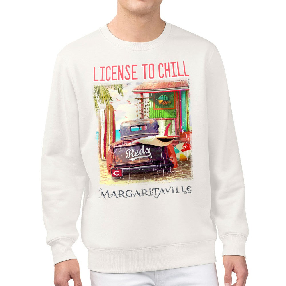 Cincinnati Reds Margaritaville License to Chill Fleece Sweatshirt | MLB Outlet