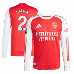 William Saliba Arsenal 2025/26 Home Long Sleeve Player Jersey Red - Adidas