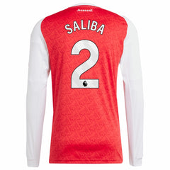 William Saliba Arsenal 2025/26 Home Replica Long Sleeve Player Jersey Red - Adidas