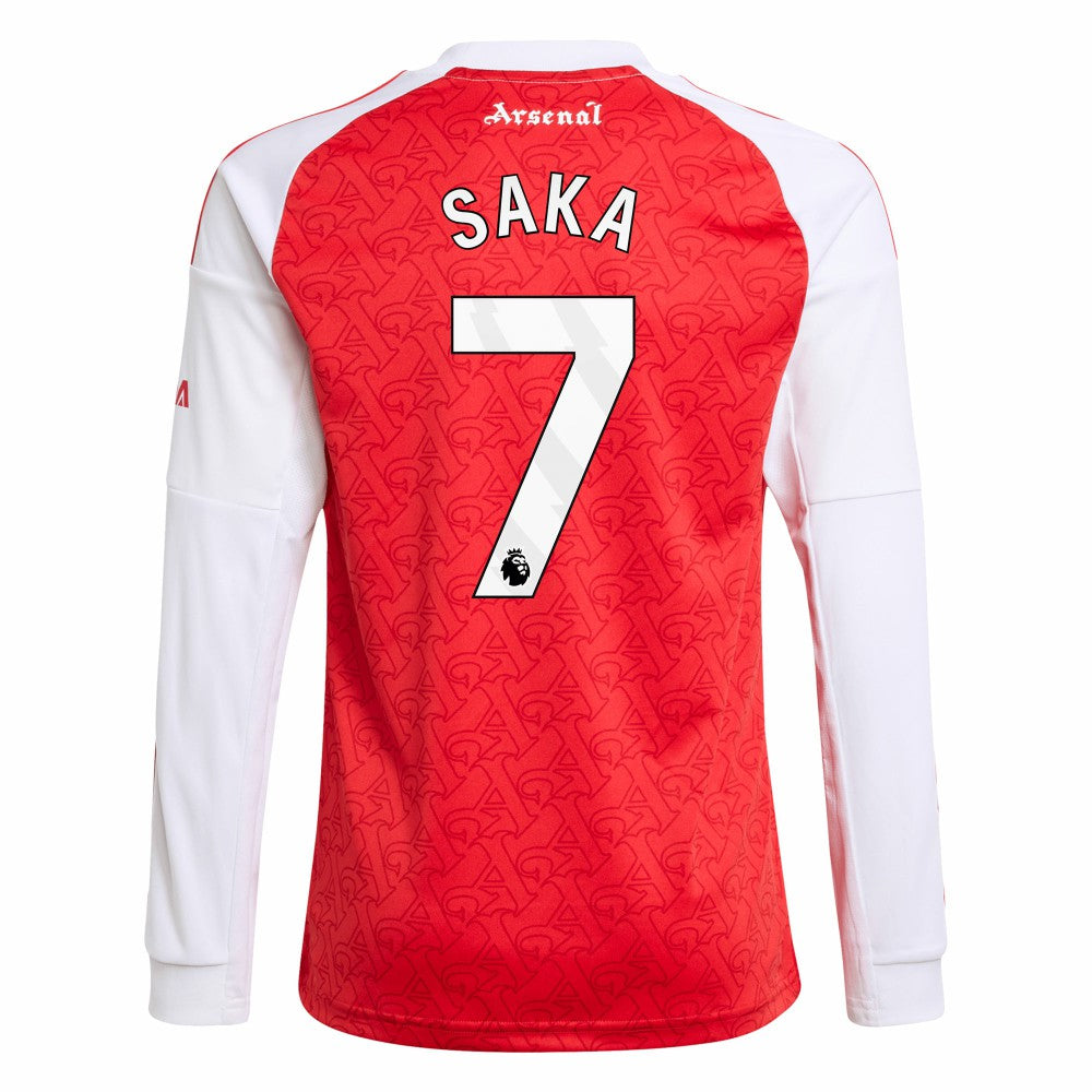 Bukayo Saka Arsenal Youth 2025/26 Home Replica Long Sleeve Player Jersey Red - Adidas