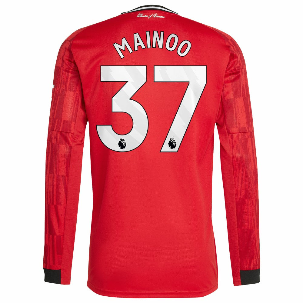 Kobbie Mainoo Manchester United Home 2025/26 Replica Player Long Sleeve Jersey Red - Adidas