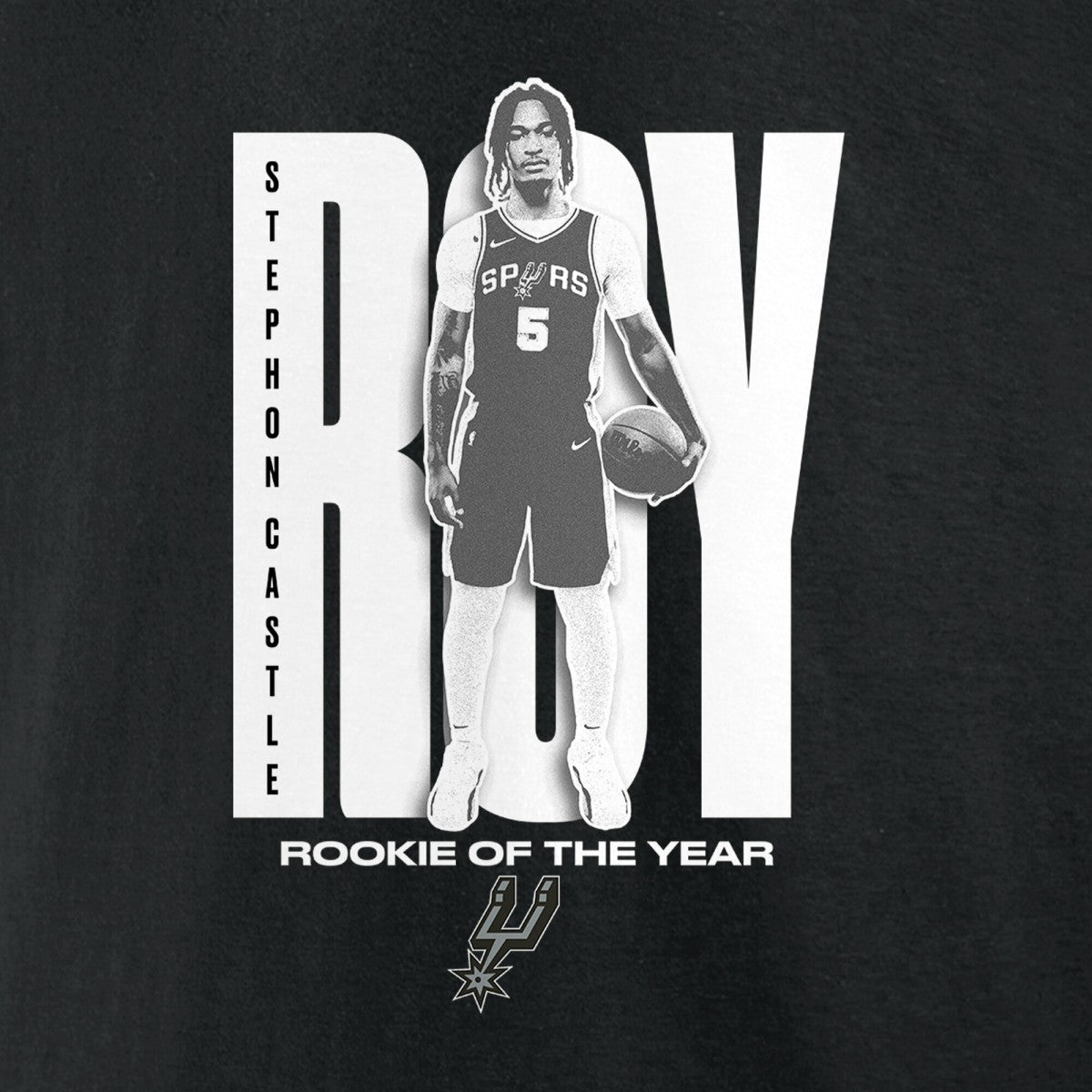 Stephon Castle San Antonio Spurs 2025 NBA Rookie of the Year T-Shirt On Sale
