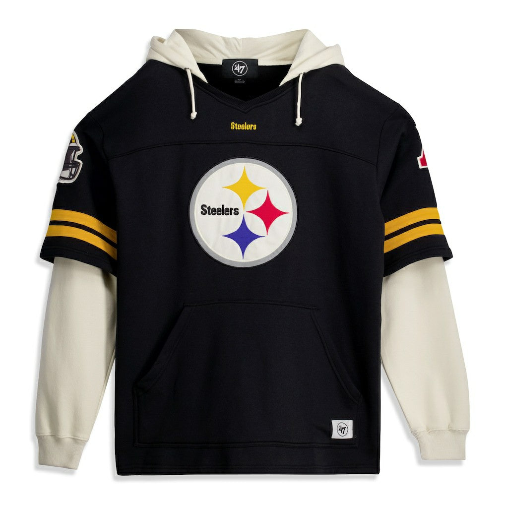 Pittsburgh Steelers 47 brand '47 Big & Tall Split Zone Cornerback V-Neck Hoodie