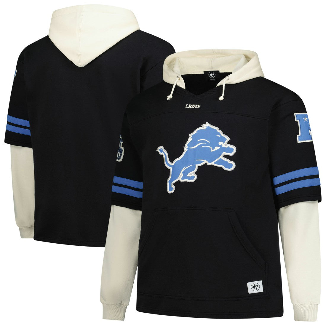Detroit Lions 47 brand '47 Big & Tall Split Zone Cornerback V-Neck Hoodie
