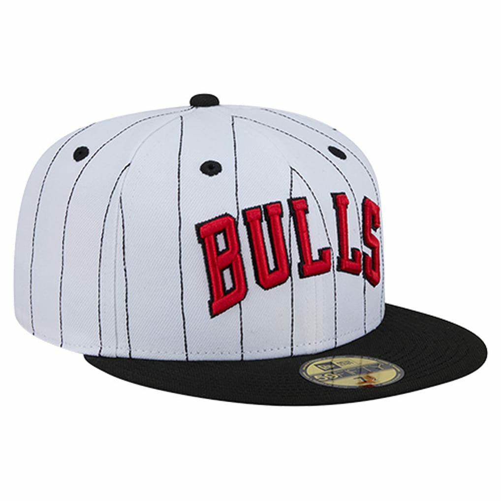 Chicago Bulls Wordmark Pinstripe 59FIFTY Fitted Hat New