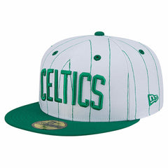 Boston Celtics Wordmark Pinstripe 59FIFTY Fitted Hat Discount