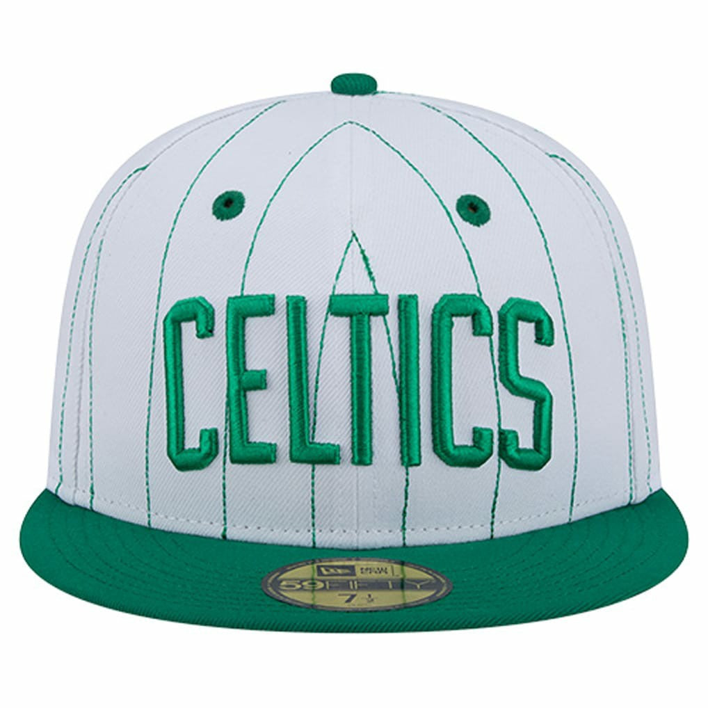 Boston Celtics Wordmark Pinstripe 59FIFTY Fitted Hat Discount