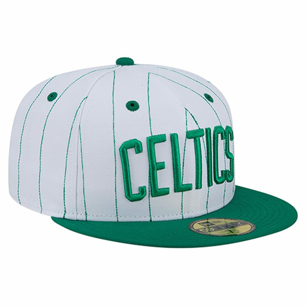 Boston Celtics Wordmark Pinstripe 59FIFTY Fitted Hat Discount