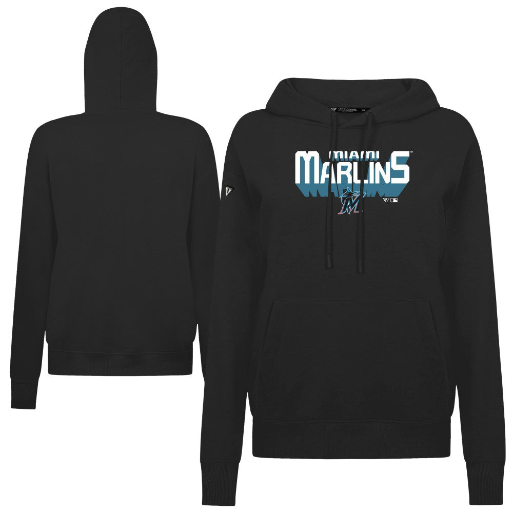 Miami Marlins Levelwear Women's Adorn Retro 3D Pullover Hoodie | MLB For sale