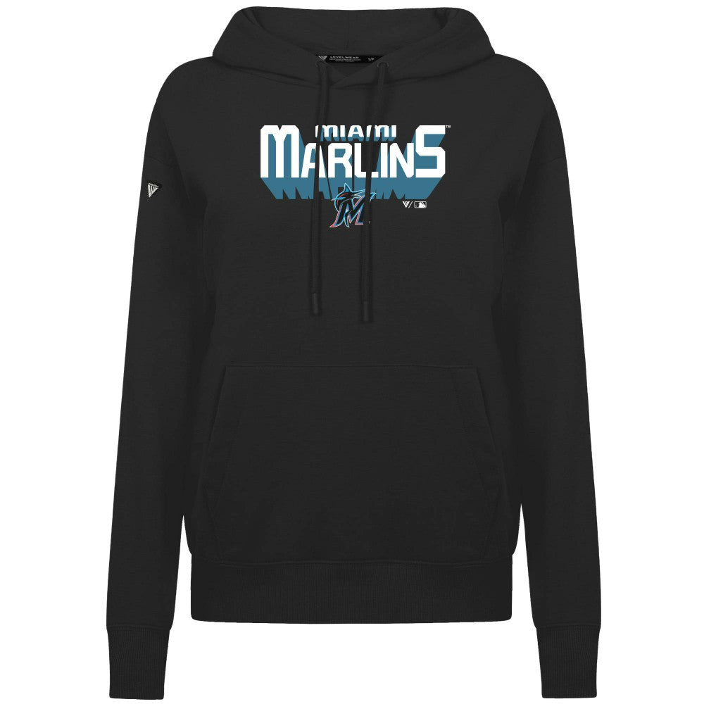 Miami Marlins Levelwear Women's Adorn Retro 3D Pullover Hoodie | MLB For sale