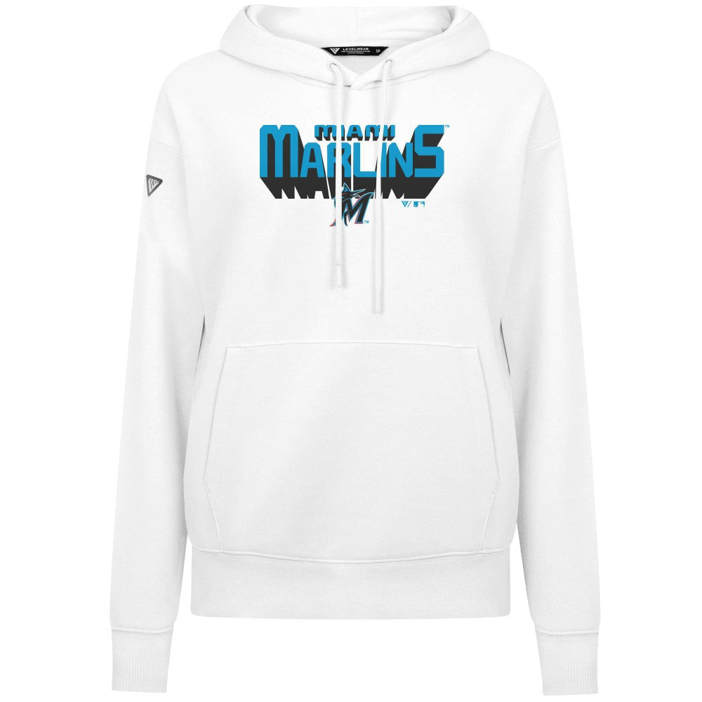 Miami Marlins Levelwear Women's Adorn Retro 3D Pullover Hoodie | MLB Online