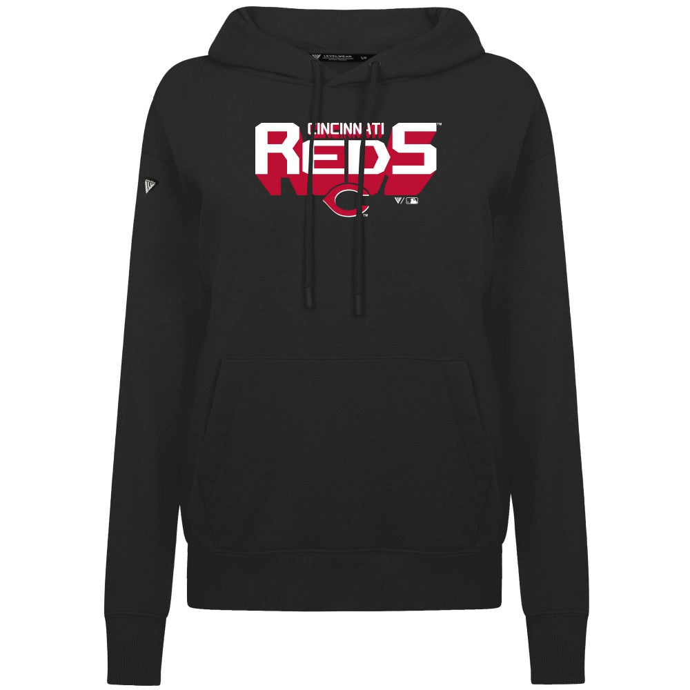 Cincinnati Reds Levelwear Women's Adorn Retro 3D Pullover Hoodie | MLB On Sale