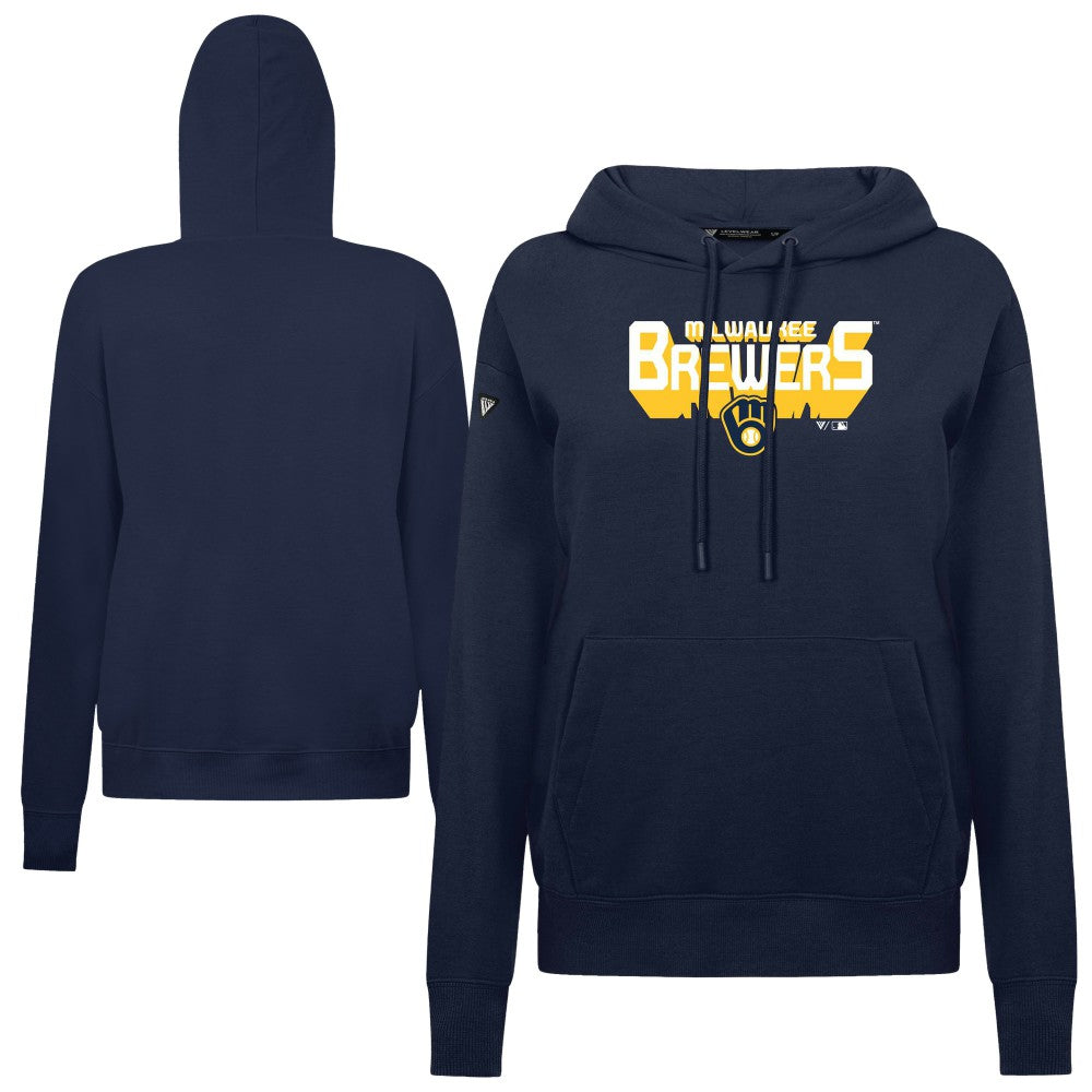 Milwaukee Brewers Levelwear Women's Adorn Retro 3D Pullover Hoodie | MLB Discount