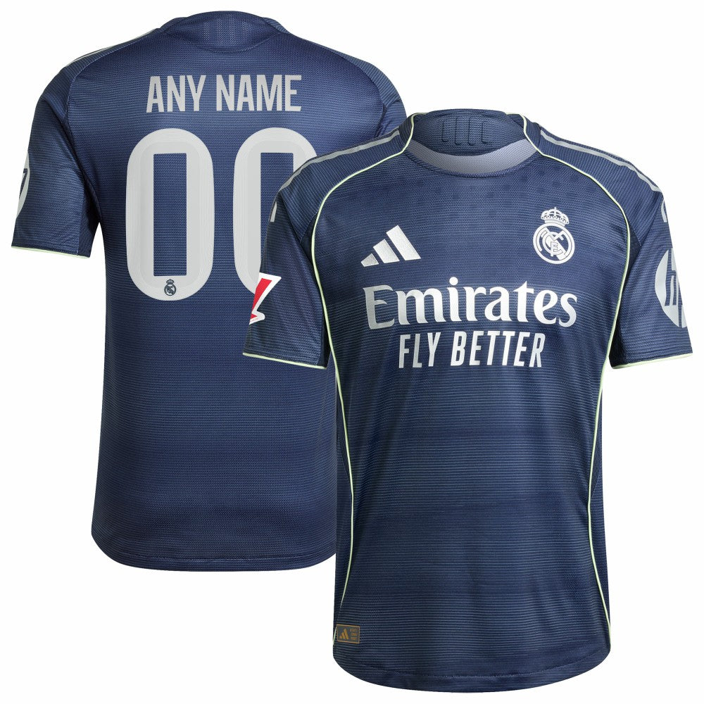 Real Madrid 2025/26 Away Custom Jersey Blue - Adidas