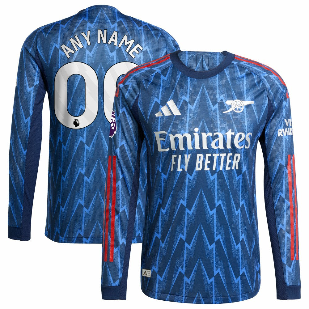 Arsenal 2025/26 Away Long Sleeve Custom Jersey Blue - Adidas