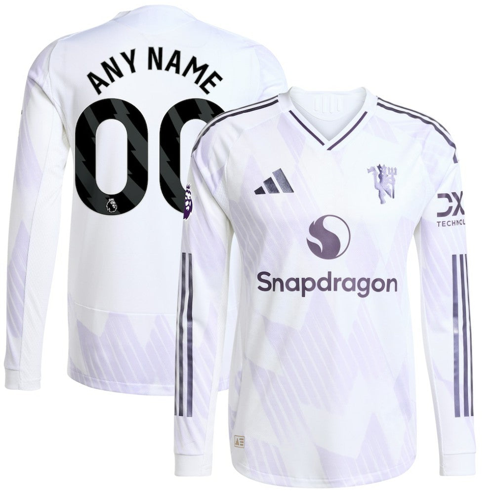 Manchester United 2025/26 Away Long Sleeve Custom Jersey White - Adidas