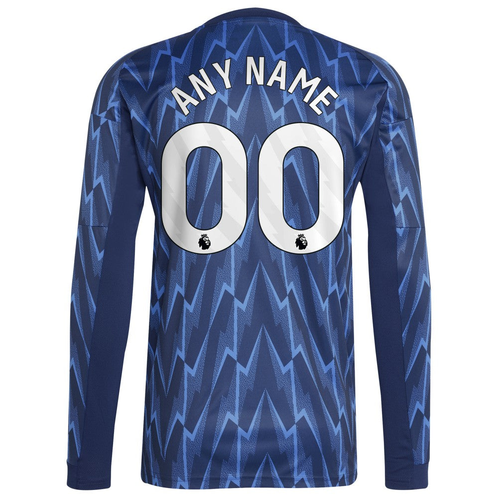 Arsenal 2025/26 Away Replica Long Sleeve Custom Jersey Blue - Adidas