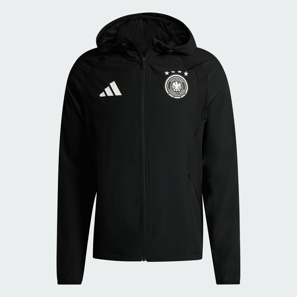 Germany National Team FIFA x World Cup 2026 Tiro Travel Raglan Full-Zip Windbreaker Hoodie Black - Adidas
